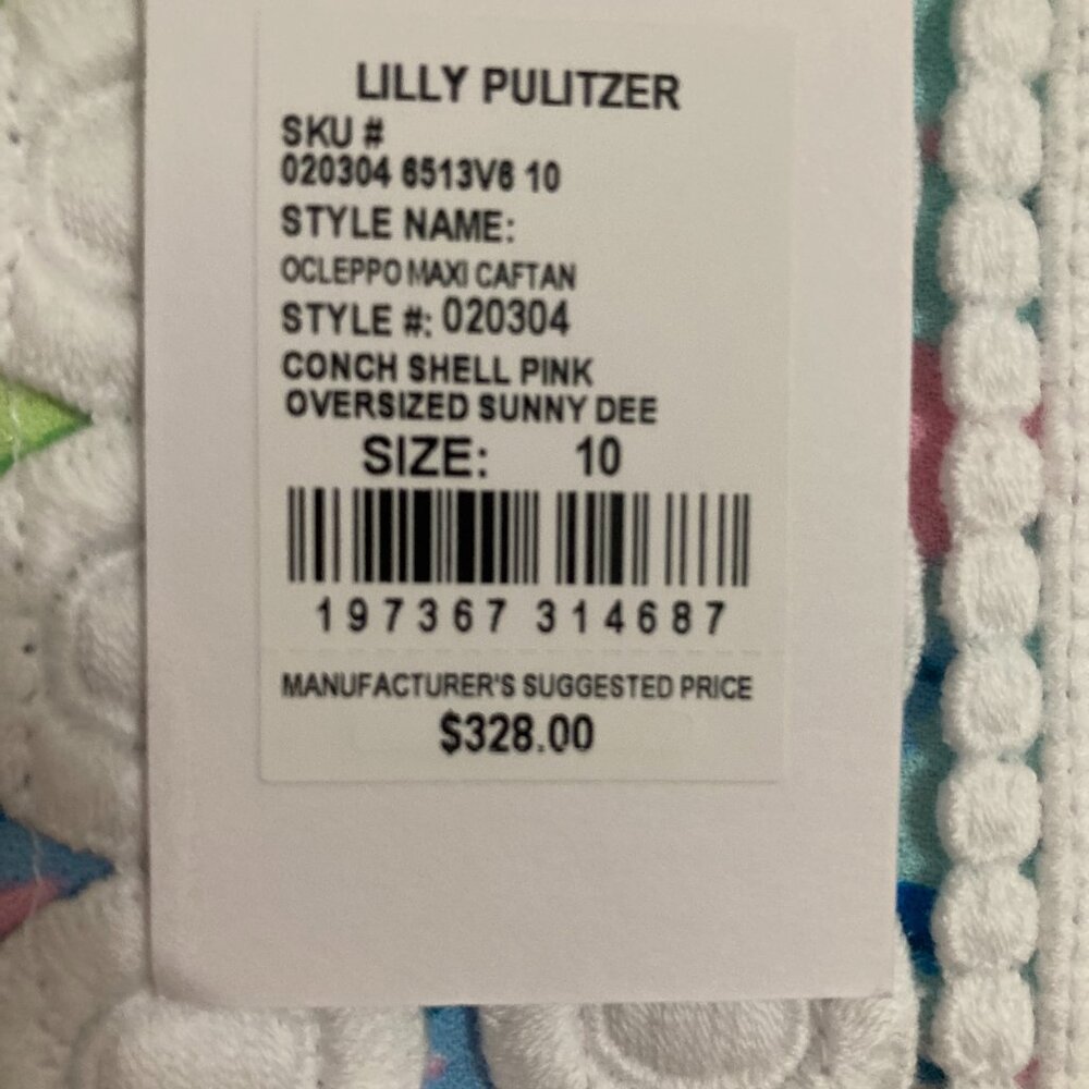 Lilly Pulitzer Ocleppo V-Neck Maxi Caftan Size 10 in Conch Shell Pink Sunny Dee - Picture 11 of 11